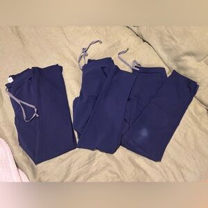 THREE pairs of Figs navy high waisted yola scrubs | XS TALL